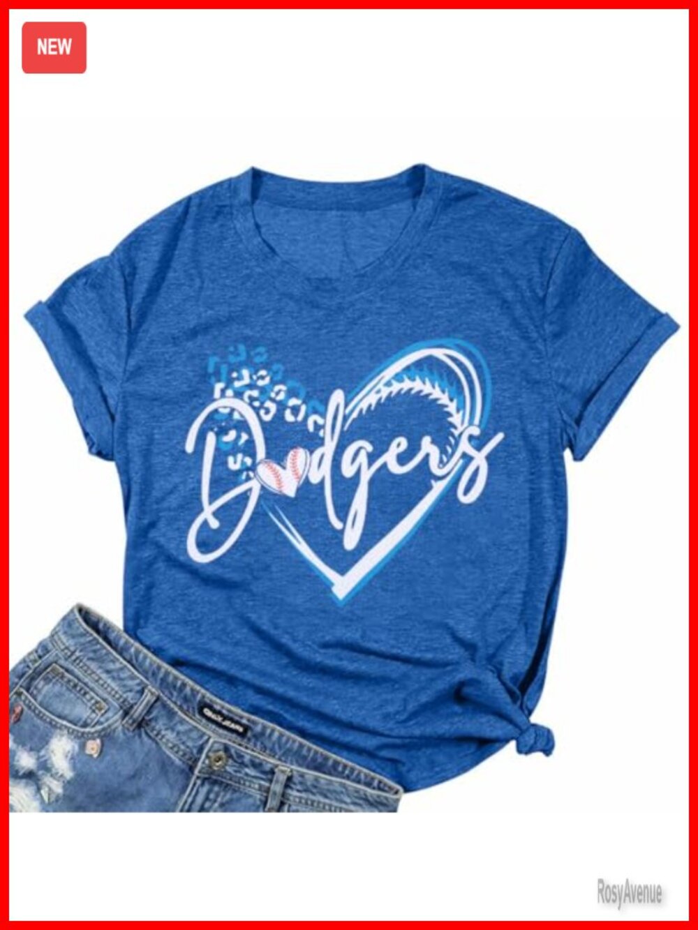Baseball Mom Heart Graphic Tee Short Sleeve Women's Top